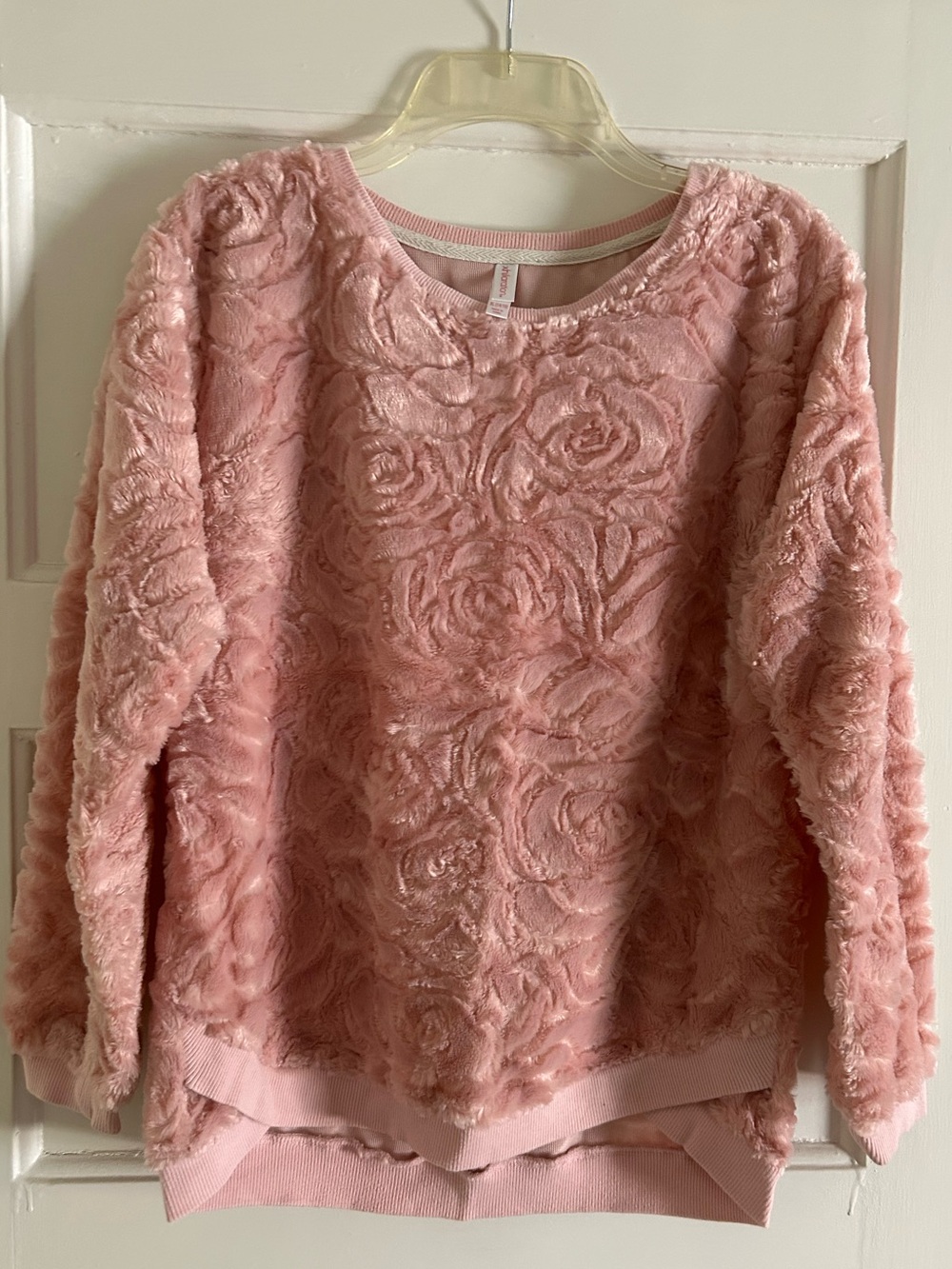 xhilaration Blush Pink Floral Fleece Pullover Juniors size 14/16